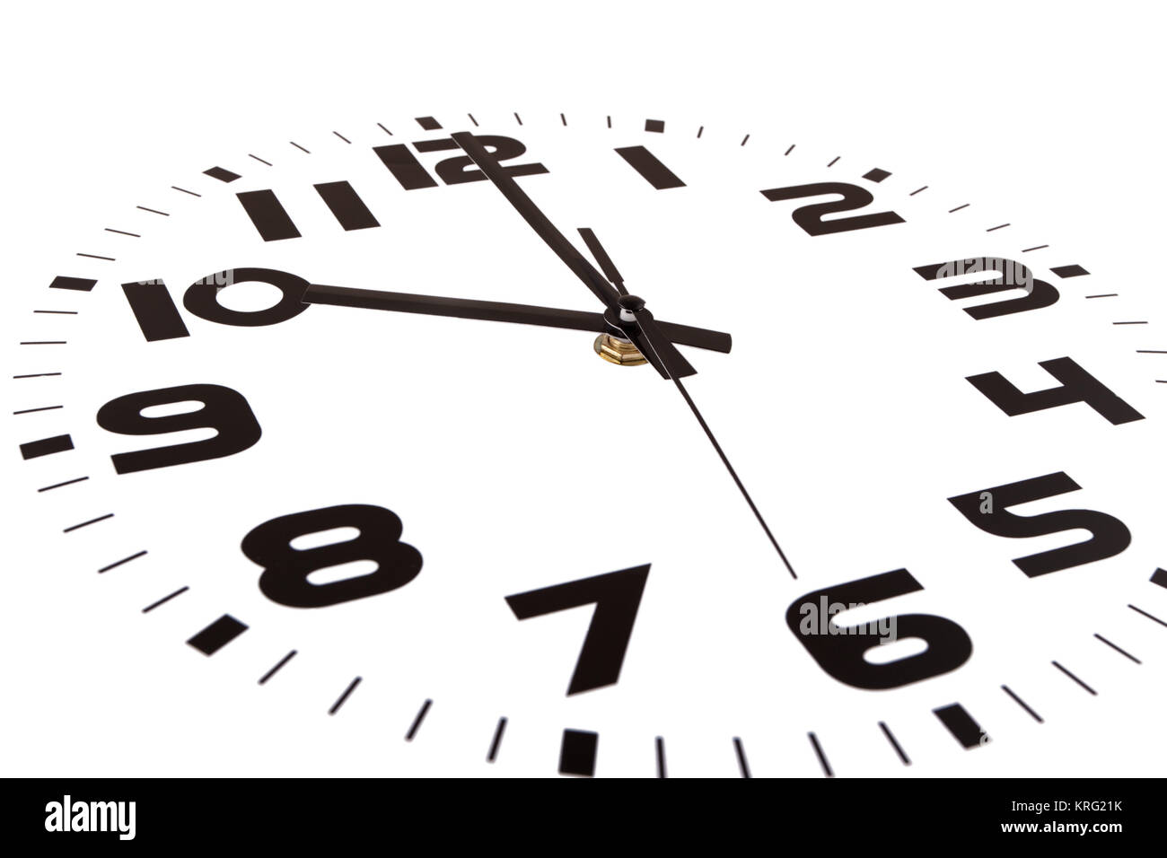 Clock isolated on white marking the ten o'clock hour. The main focus is
