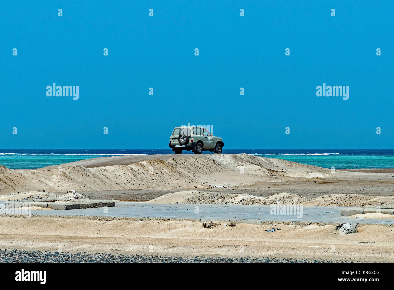 Beach patrol on the Red Sea, Al Qattan, south of Jeddah, Saudi Arabia. Stock Photo