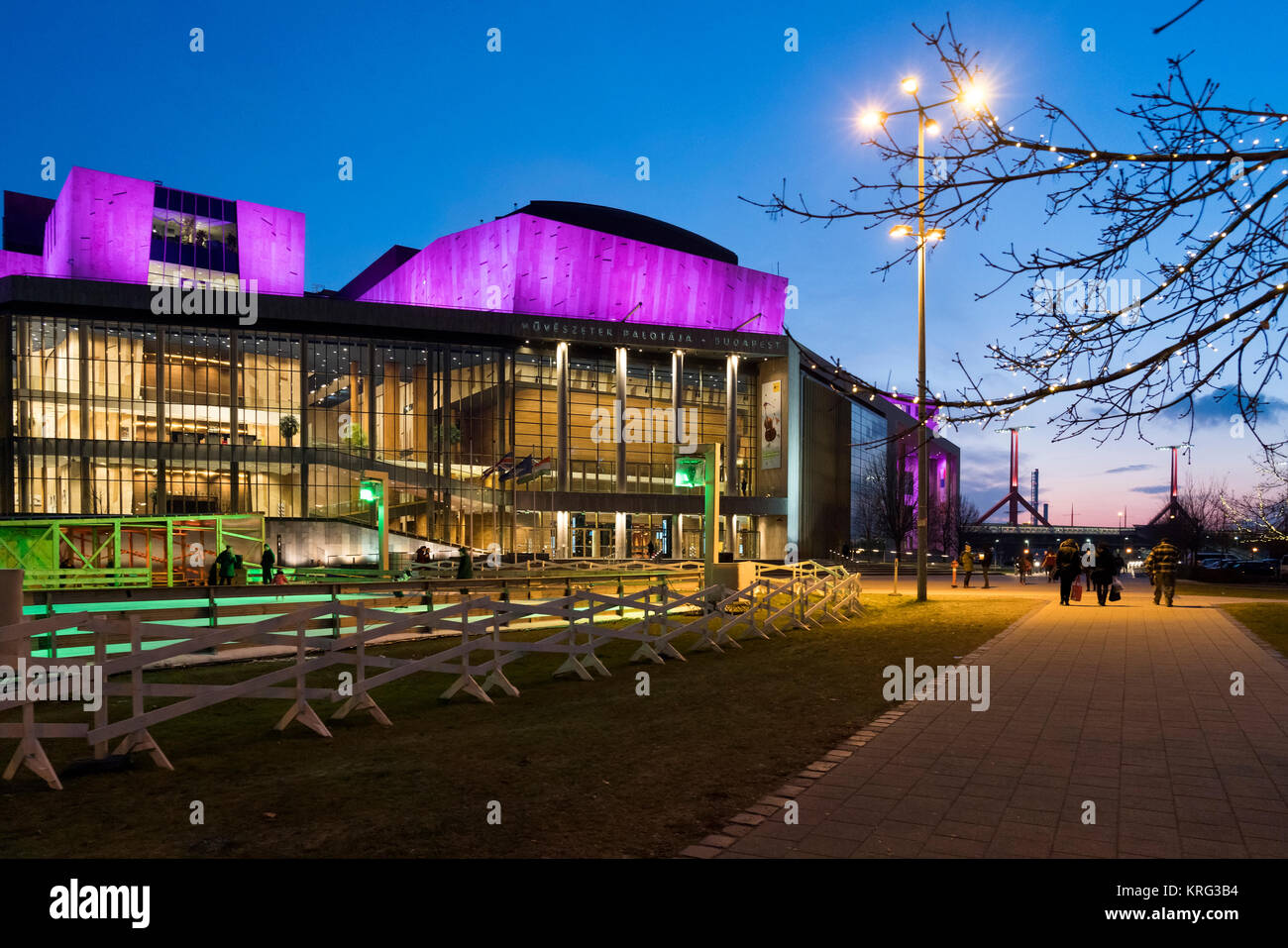 Mupa Budapest Cultural and Art Center at sunset, Budapest, Hungary Stock Photo