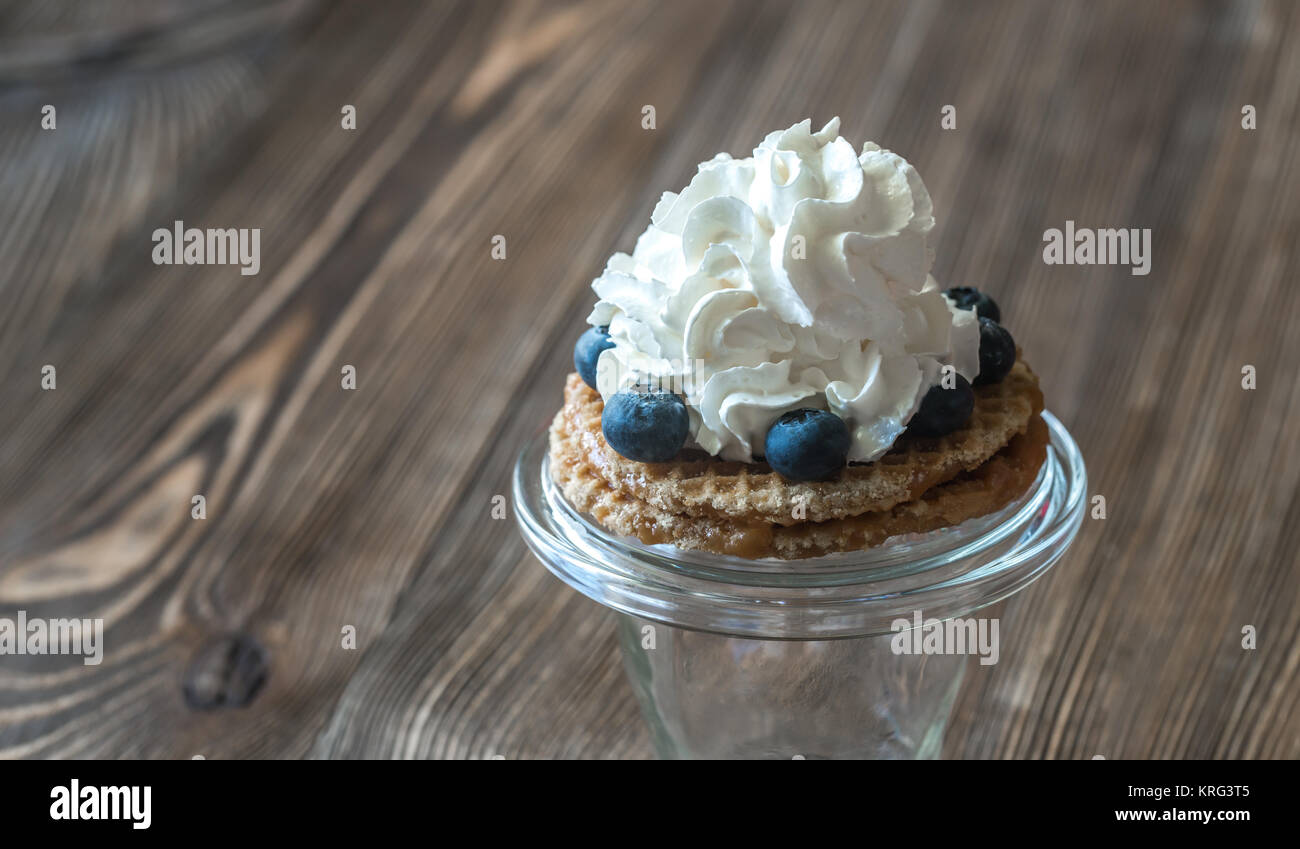 Waffle with whipped cream and fresh berries Stock Photo - Alamy