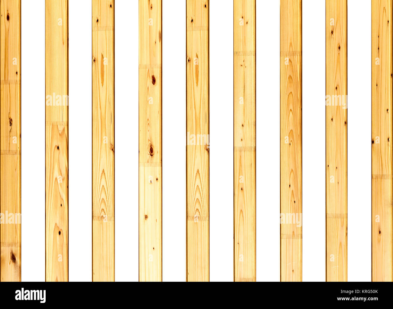 wooden slats on a white background Stock Photo