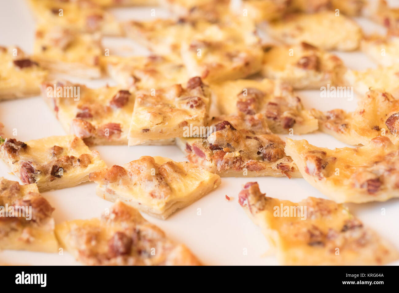 Egg tart with bacon on a plate Stock Photo