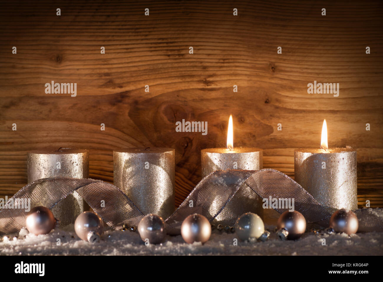 silver candles for the 2nd advent Stock Photo