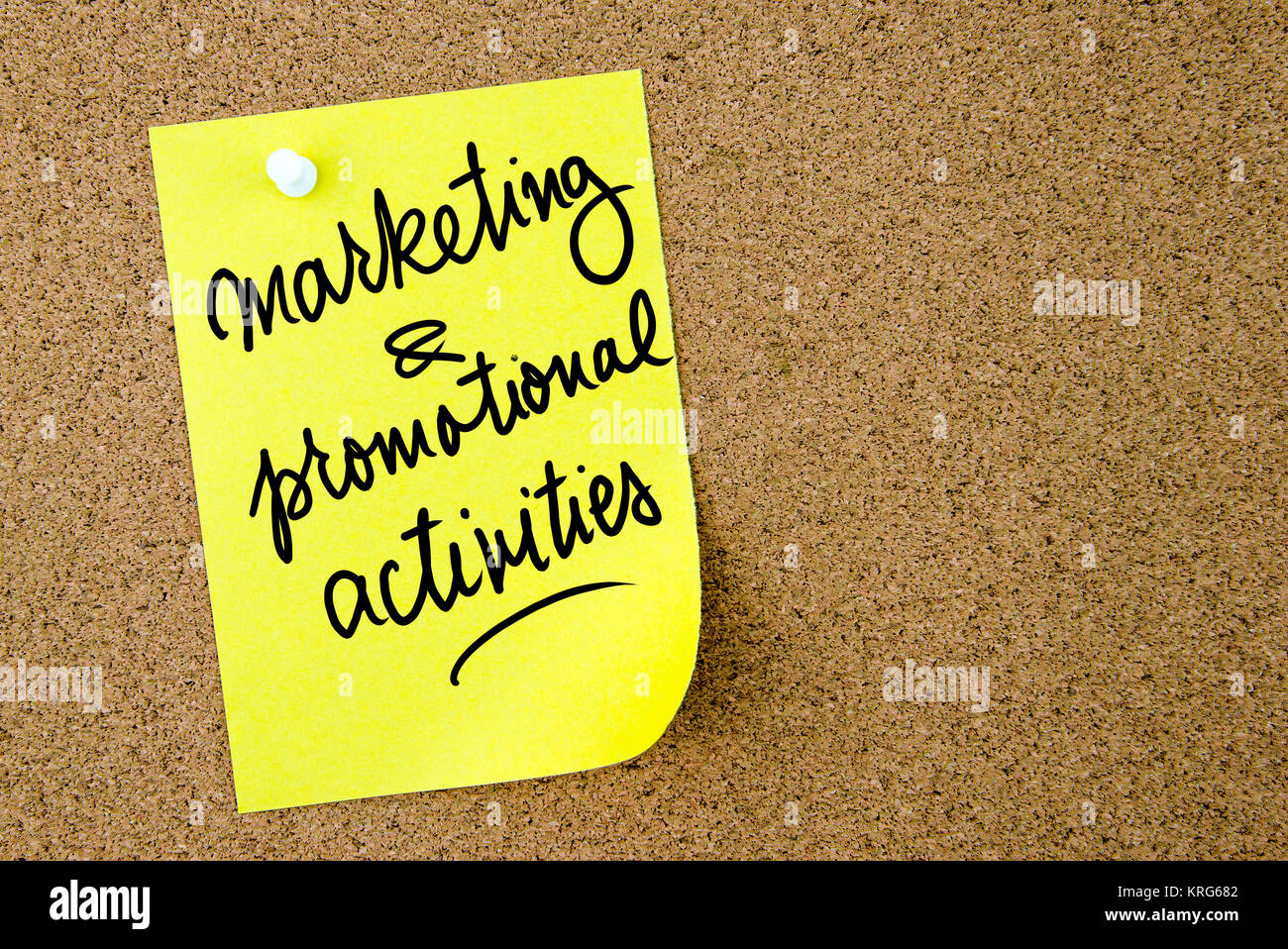 Marketing and Promotional Activities text written on yellow paper note Stock Photo
