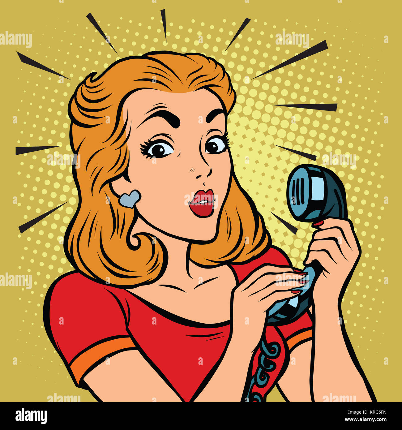 Pop art woman chatting on retro phone . Comic woman with speech Stock  Vector by ©ClaudiaBalasoiu 128426718