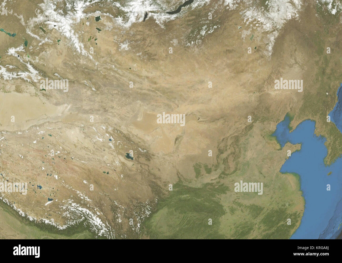 Satellitenbild Nordchina und Mongolei-2 Stock Photo