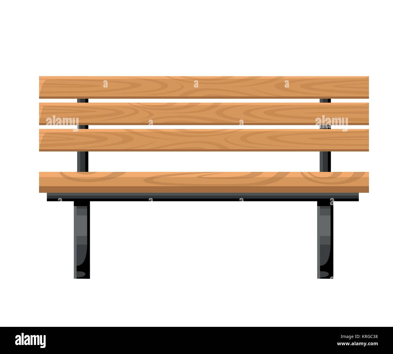 Outdoor Bench Metal And Wood Front View Object For Park Cottage