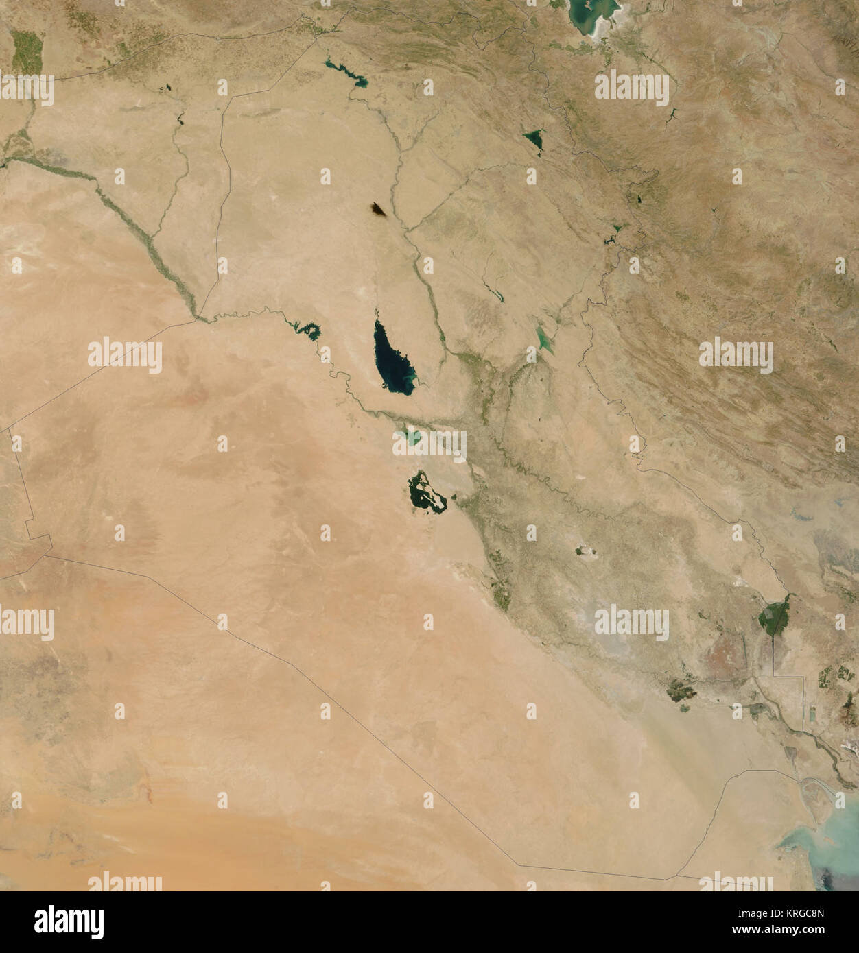 Satellite image of Iraq in August 2003 Stock Photo