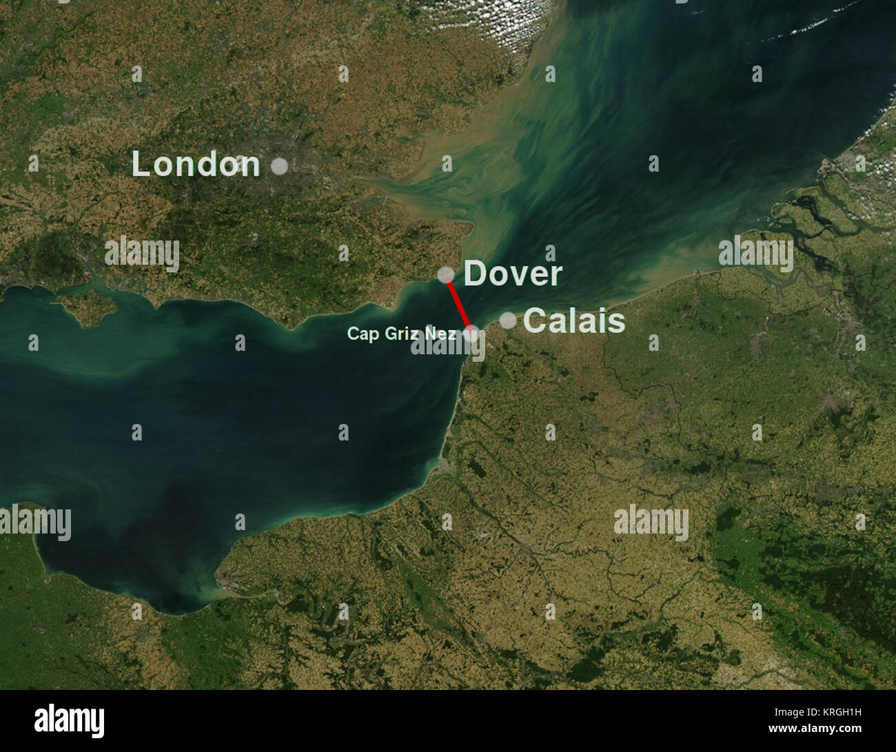 English Channel SatelliteChannel Swimming Route Stock Photo Alamy