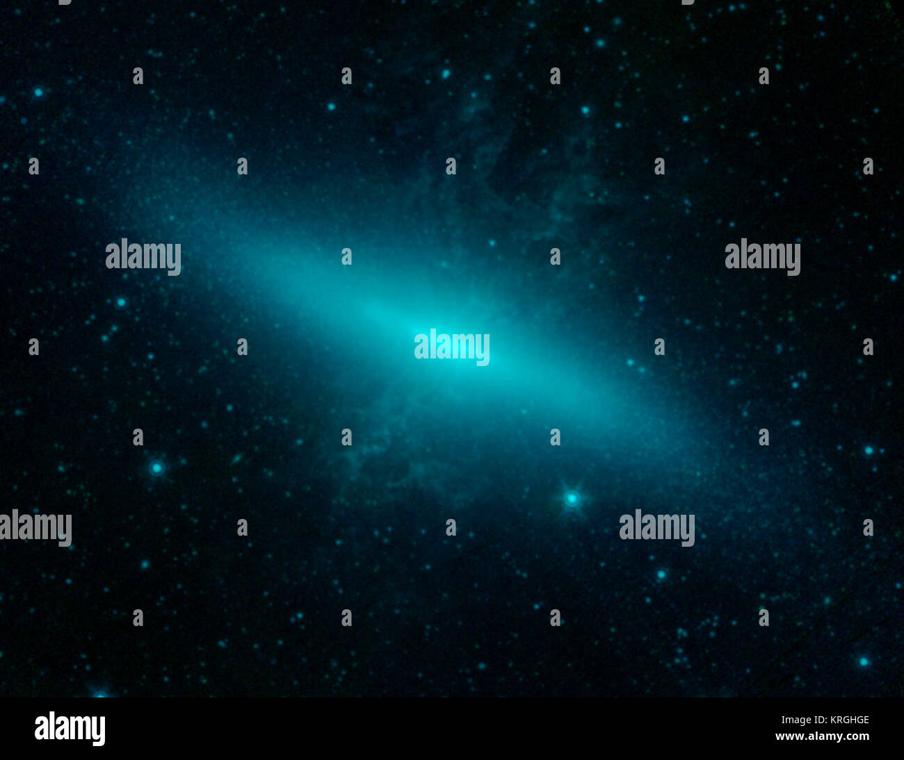 This image shows M82, also known as the "Cigar galaxy," in infrared light, as observed by NASA's