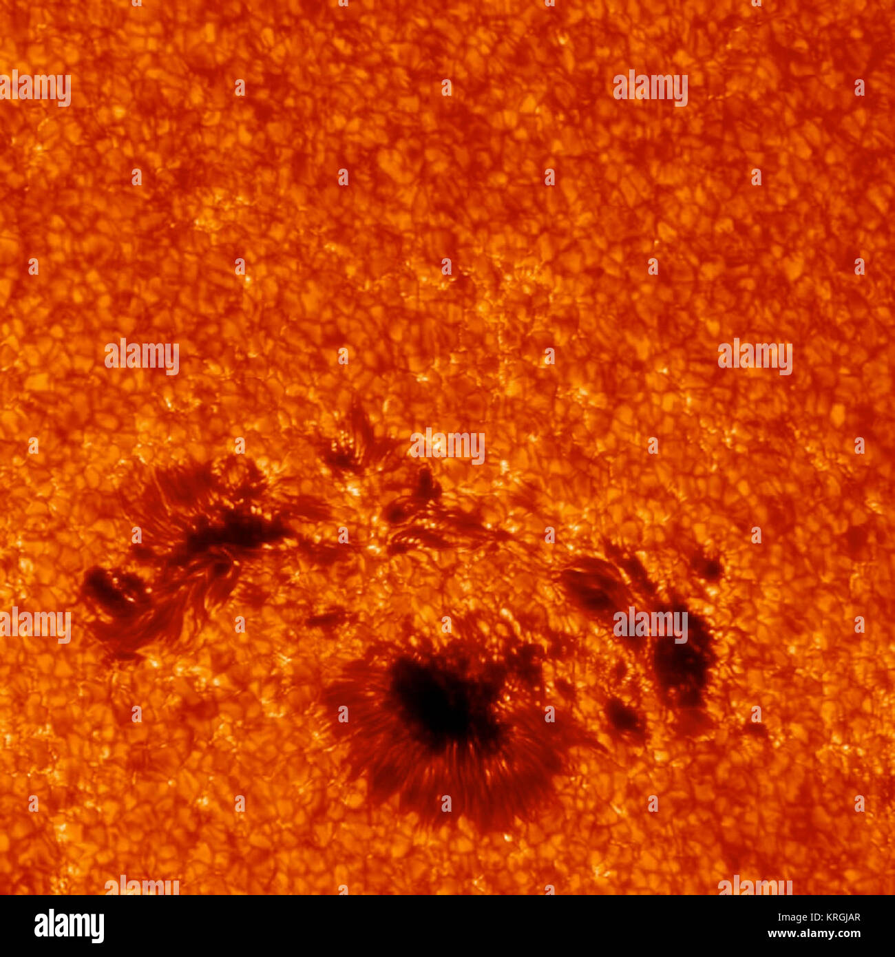 This closeup of the sunspot underneath the March 29, 2014, flare shows