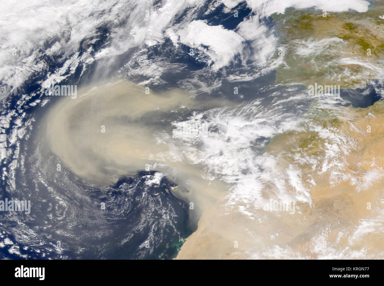 2000-Feb-26 NASA SeaWiFS African Dust Storm Stock Photo