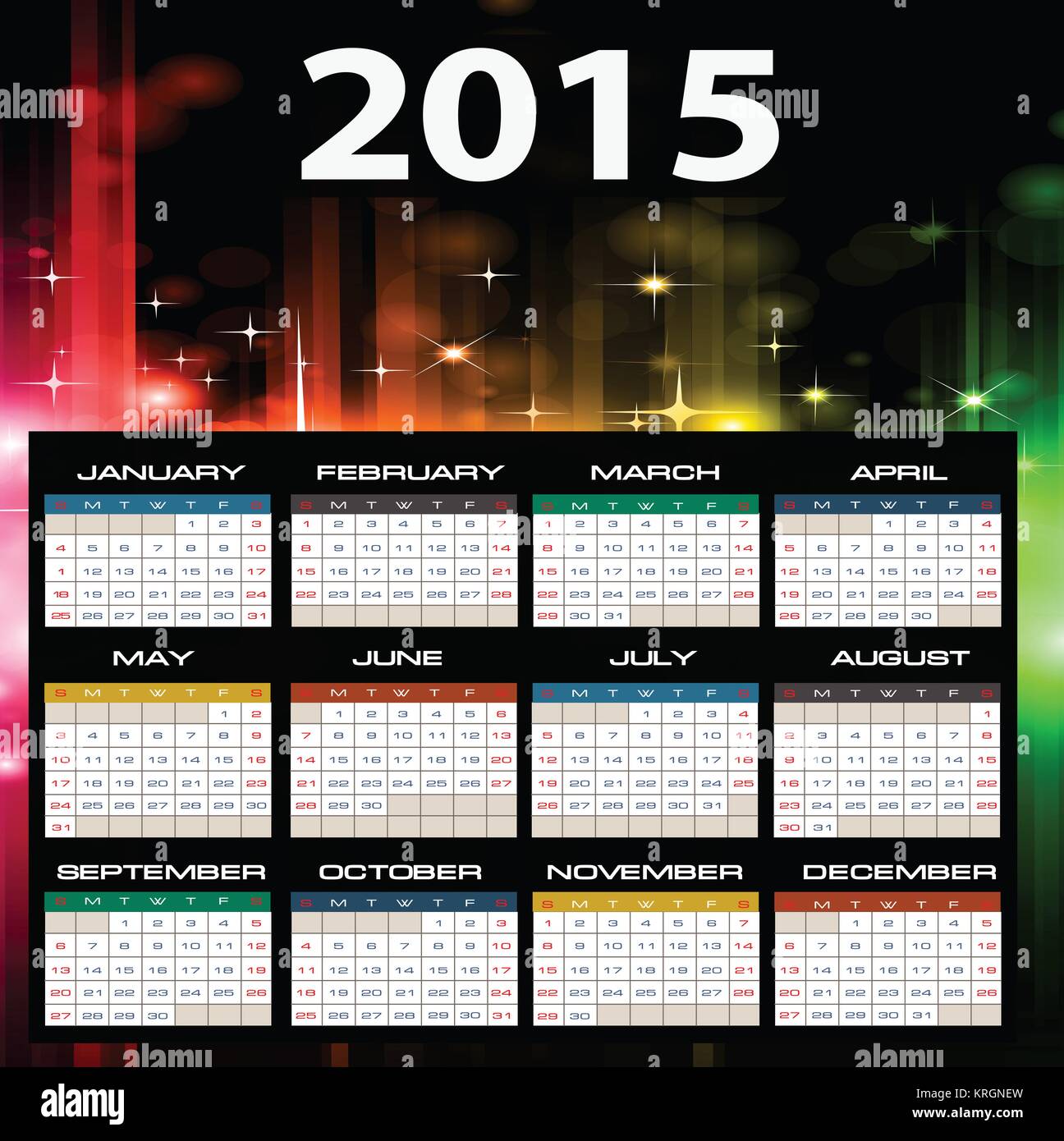 2015 year vector calendar Stock Photo