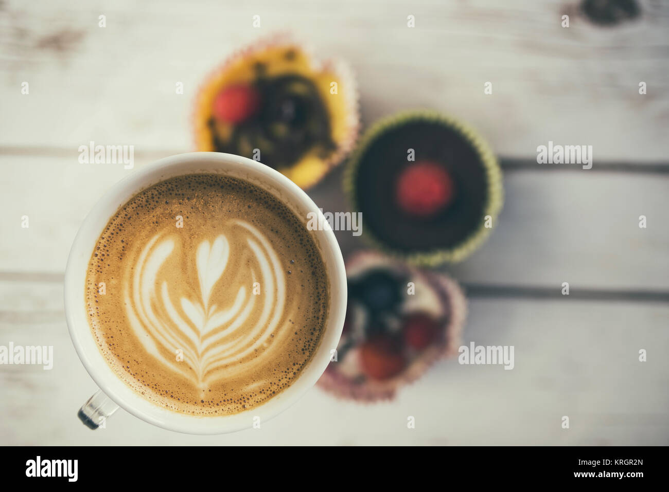 Morning choice: coffee and cupcakes Stock Photo - Alamy