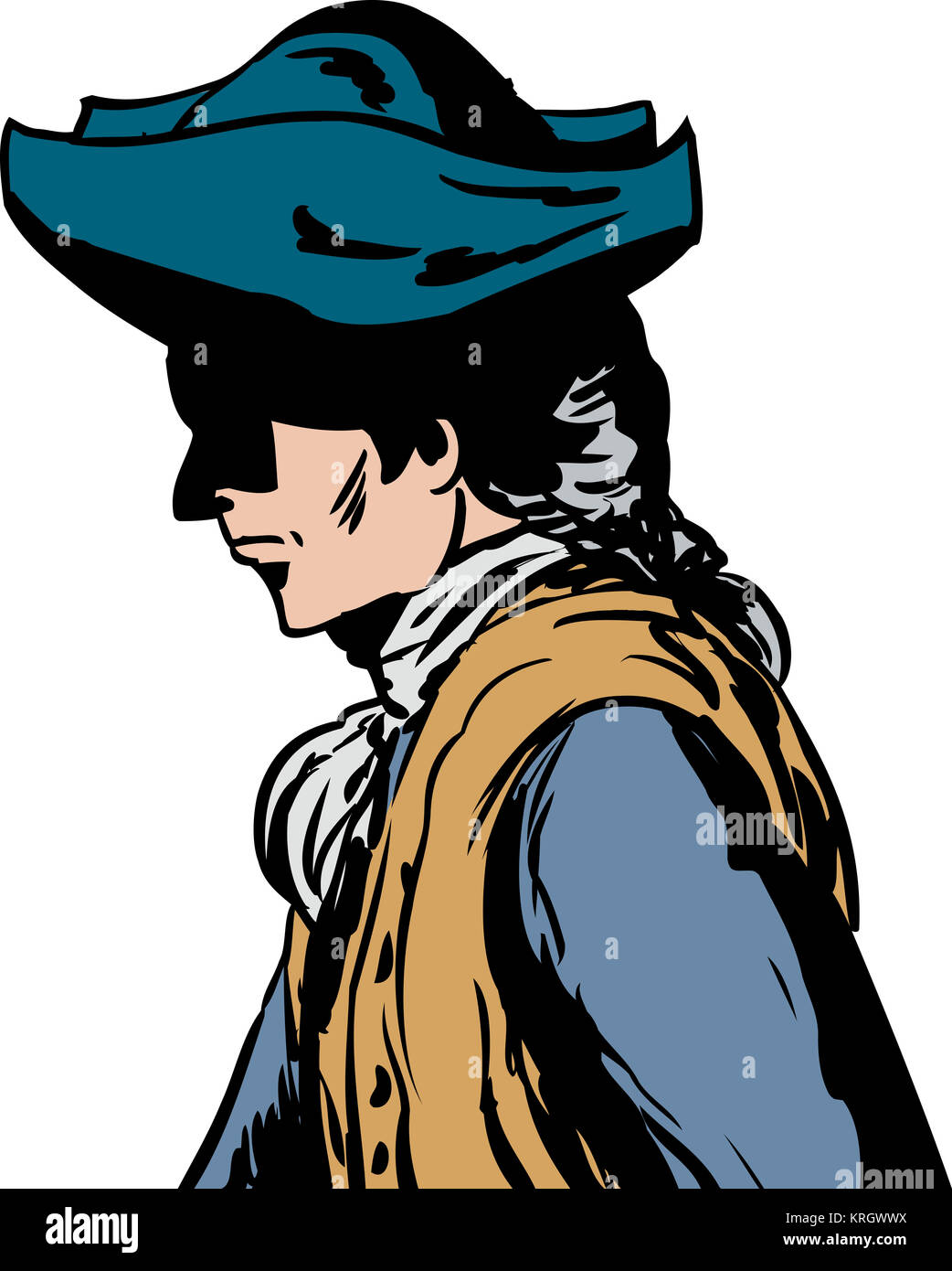 Side view of man in tricorn hat Stock Photo