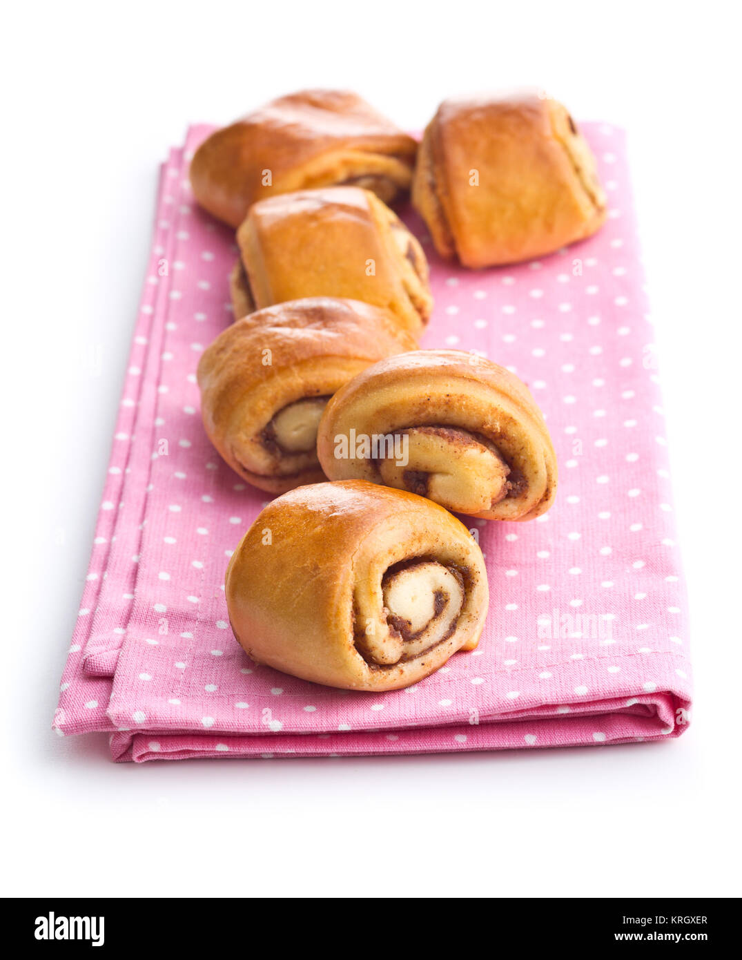 Mini cinnamon buns on napkin Stock Photo Alamy