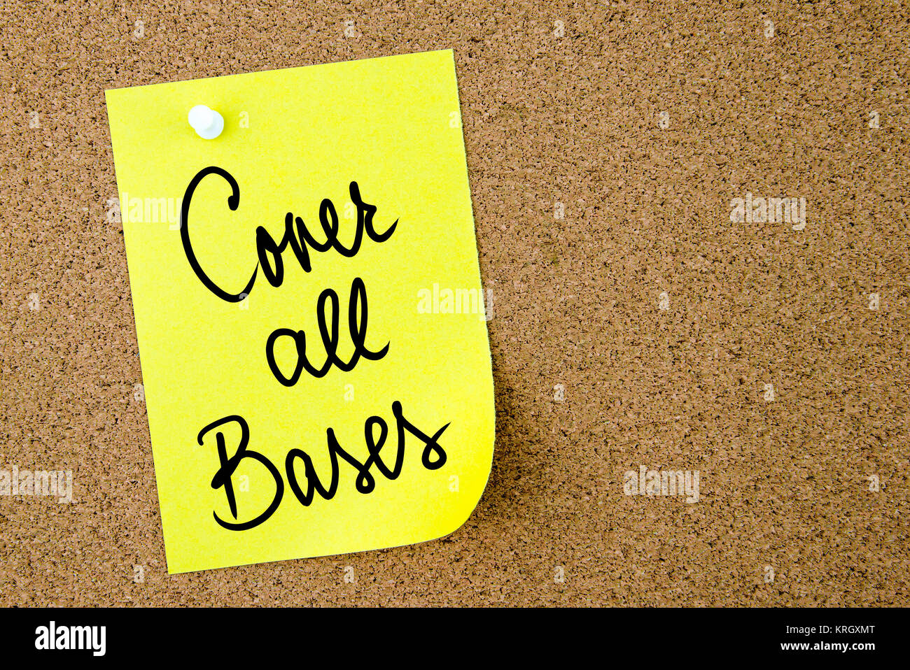 Cover All Bases text written on yellow paper note Stock Photo - Alamy