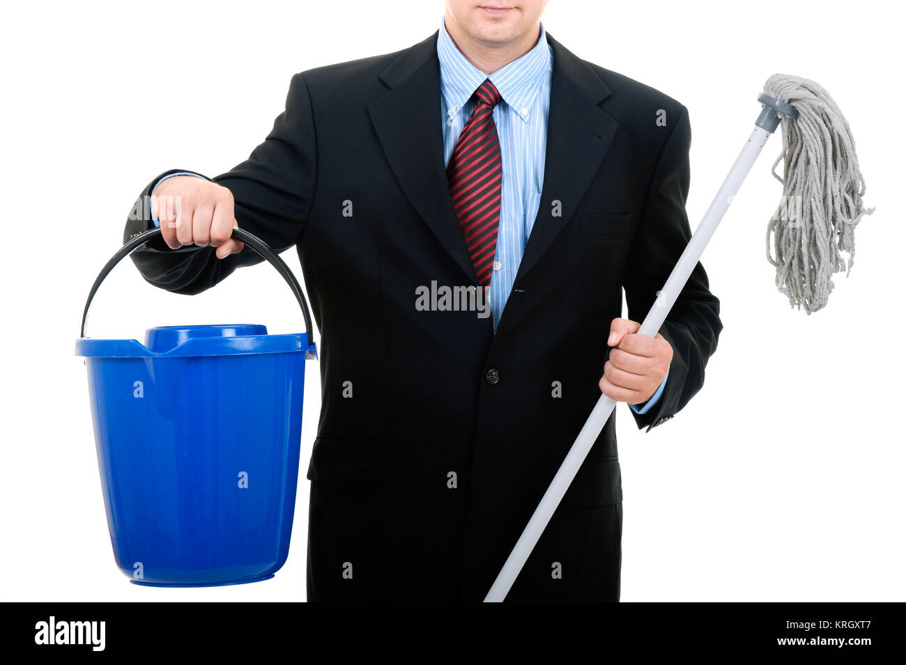 Businessman with mop Stock Photo - Alamy