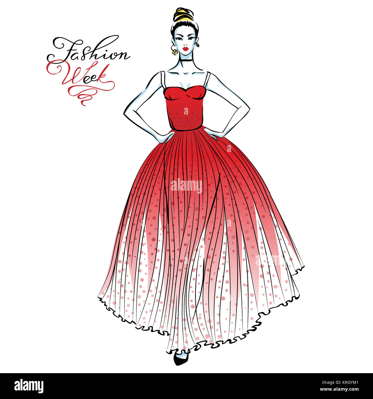 Fashionable girl in red dress Stock Photo - Alamy