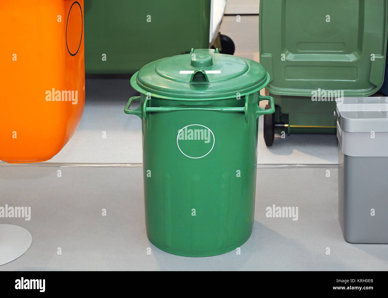 Green Garbage Bin Stock Photo Alamy