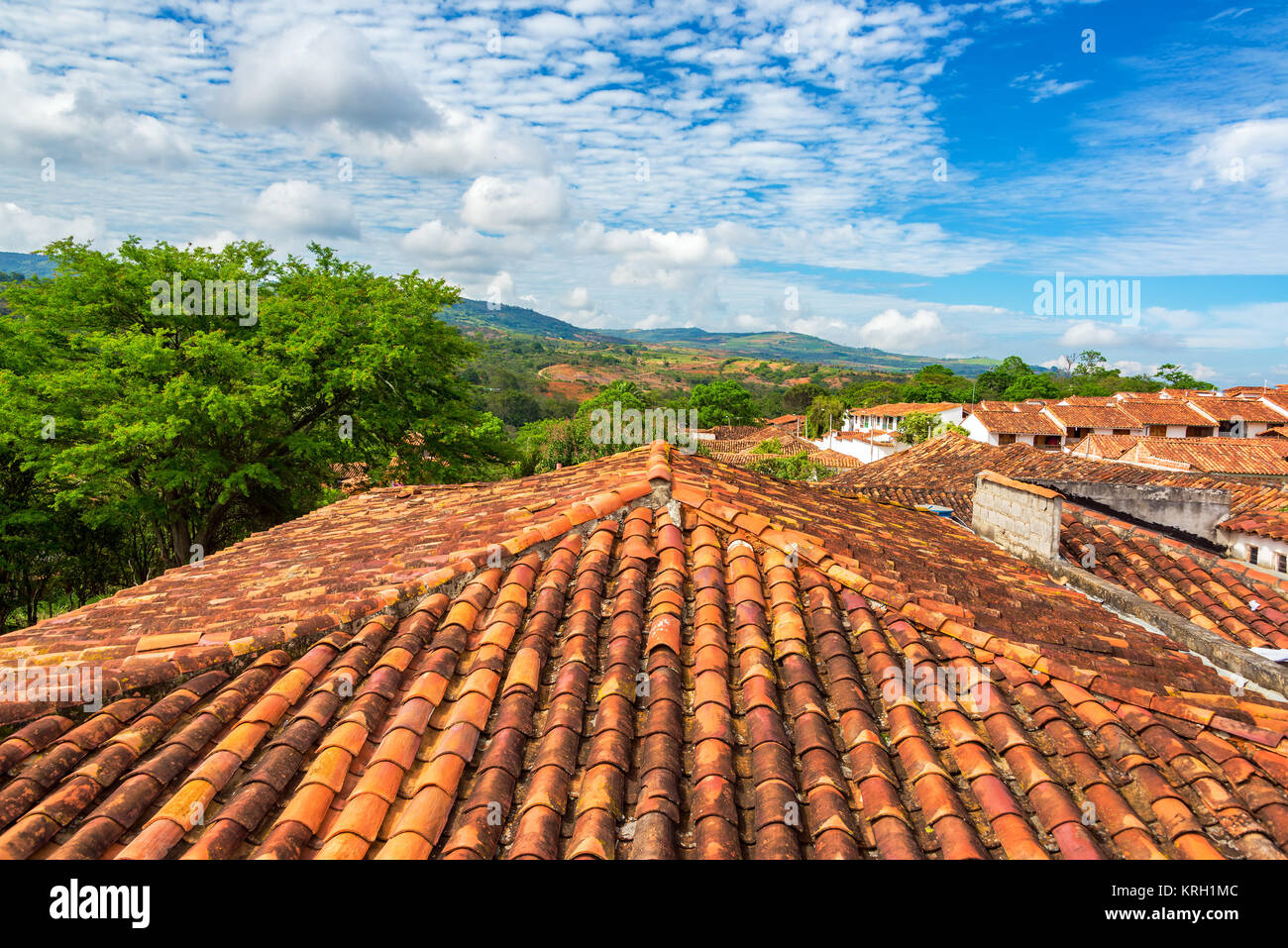 Rooftops in Barichara, Colombia Stock Photo - Alamy