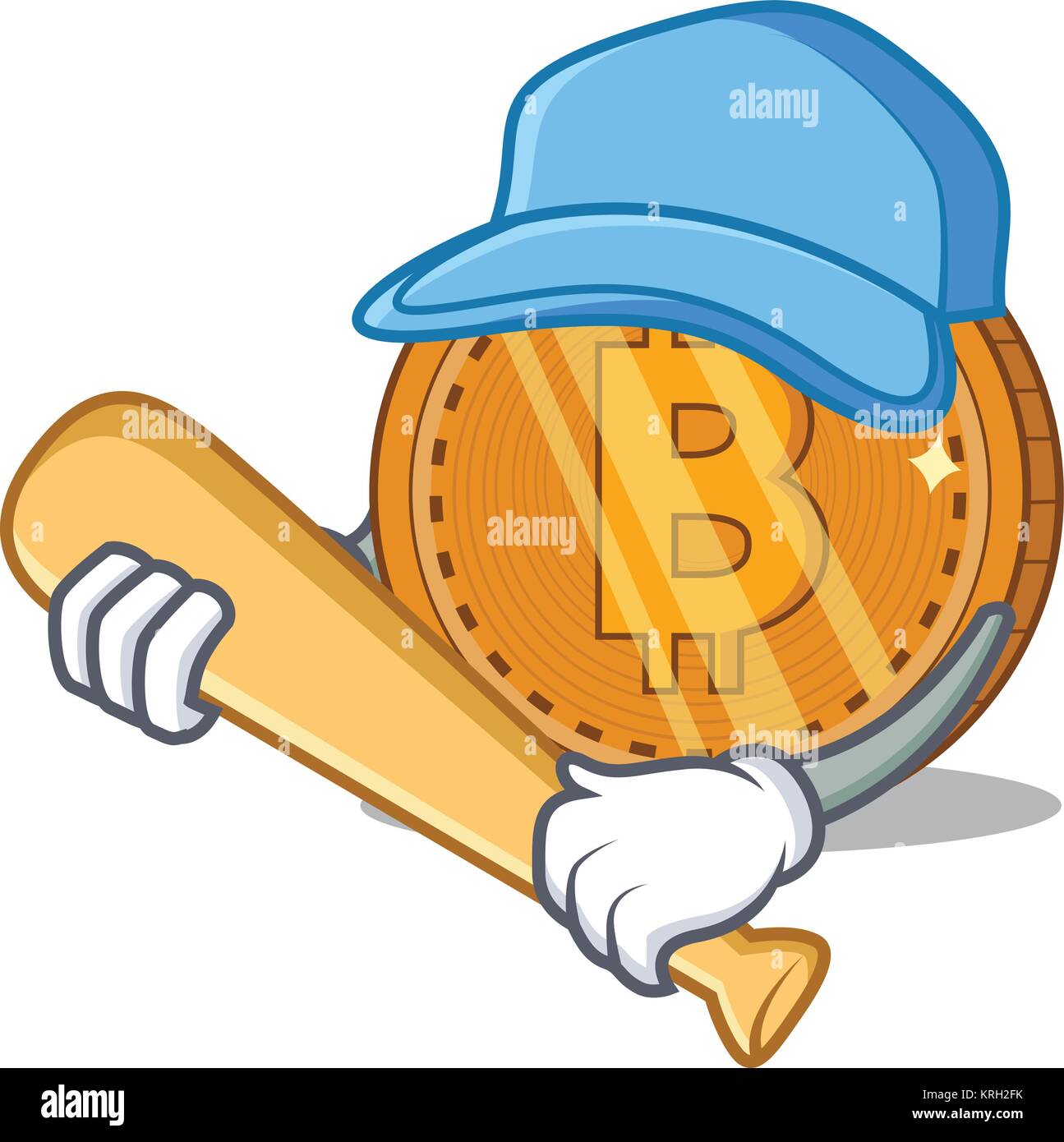 Playing baseball bitcoin coin character cartoon Stock Vector Image ...