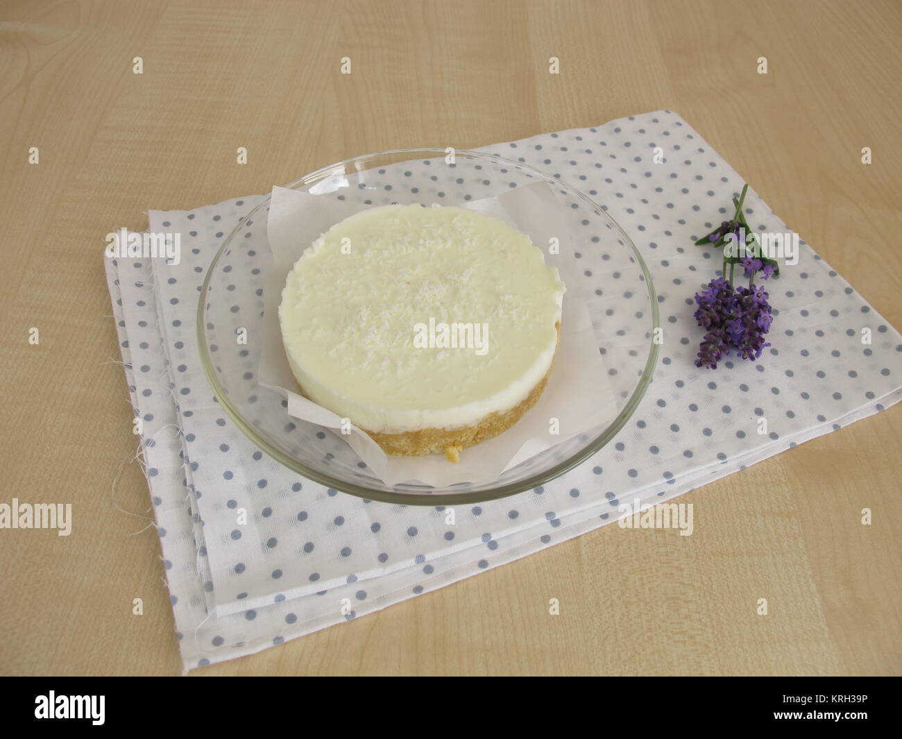 yogurt and coconut cake without baking with kekskrÃ¼melboden Stock Photo