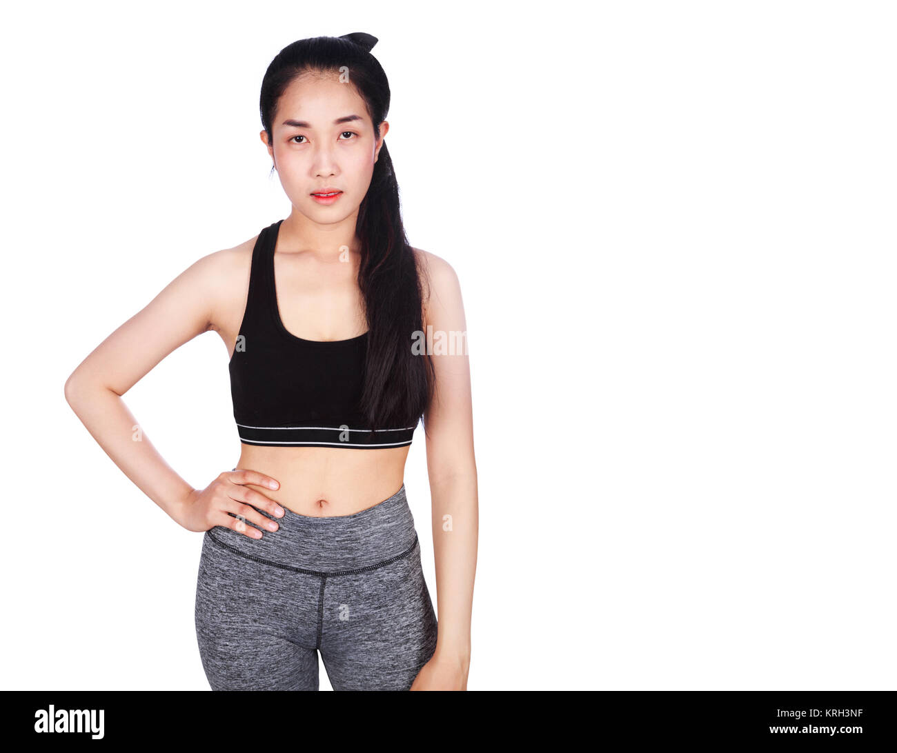 Portrait of fitness young woman isolated on a white background Stock ...
