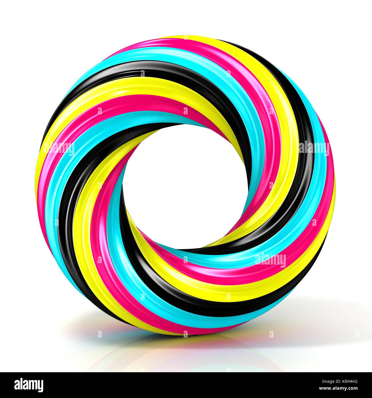 CMYK abstract circular sign, with narrow stripes 3D Stock Photo