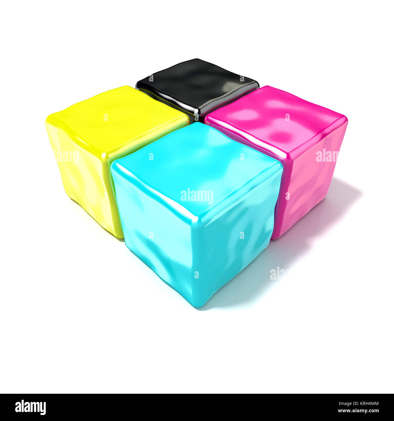 CMYK cubes sign, like symbol of printing. 3D Stock Photo