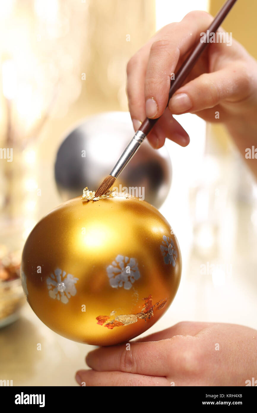 painting of christmas decorations Stock Photo