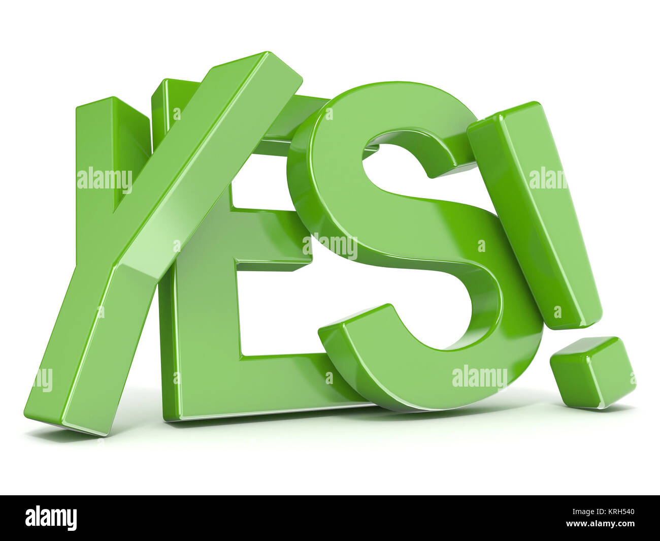 Green word YES. 3D Stock Photo