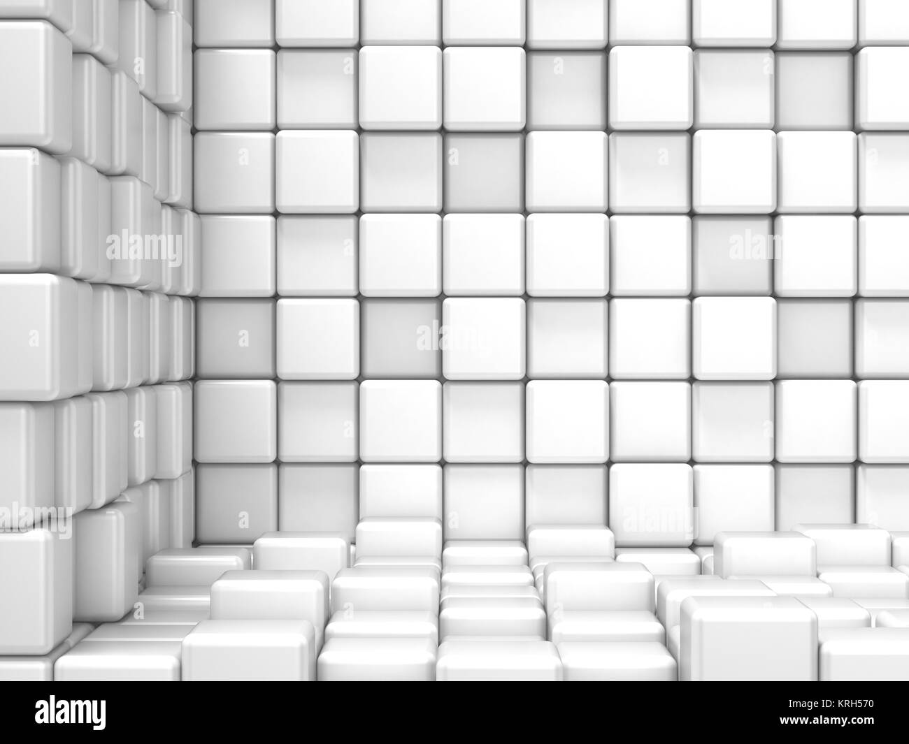 White, cubic, corner space. Raster modern background Stock Photo