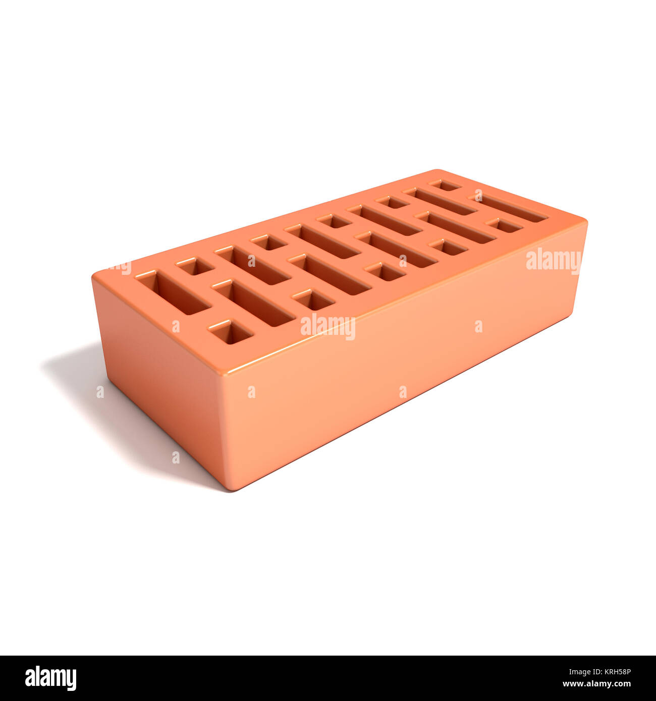 Red brick with rectangular holes. 3D Stock Photo