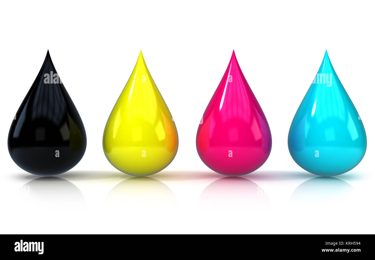 CMYK ink droplets sign Stock Photo