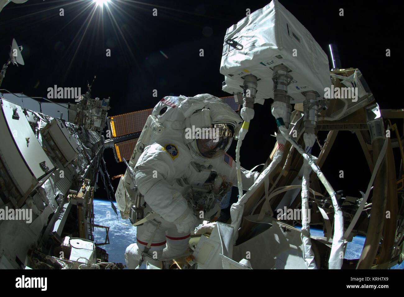 ISS-41 EVA-1 (j) Reid Wiseman Stock Photo