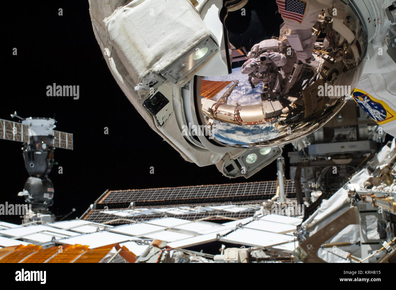 ISS-41 EVA-2 (b) Reid Wiseman and Barry Wilmore Stock Photo