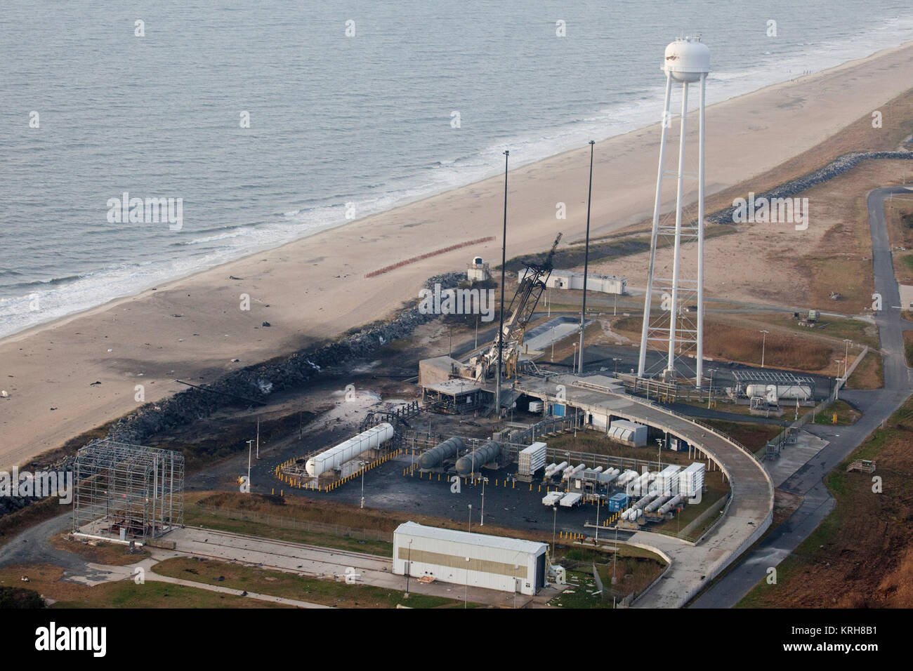 x-default Aftermath of Antares Orb-3 explosion at Pad 0A (20141029a) Stock Photo