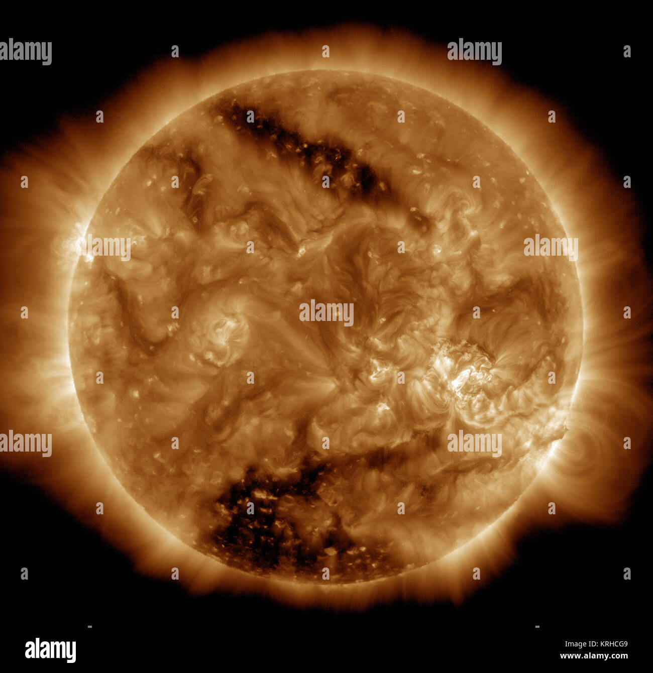 Two Coronal Holes on the Sun Viewed by SDO (16658479920 Stock Photo Alamy