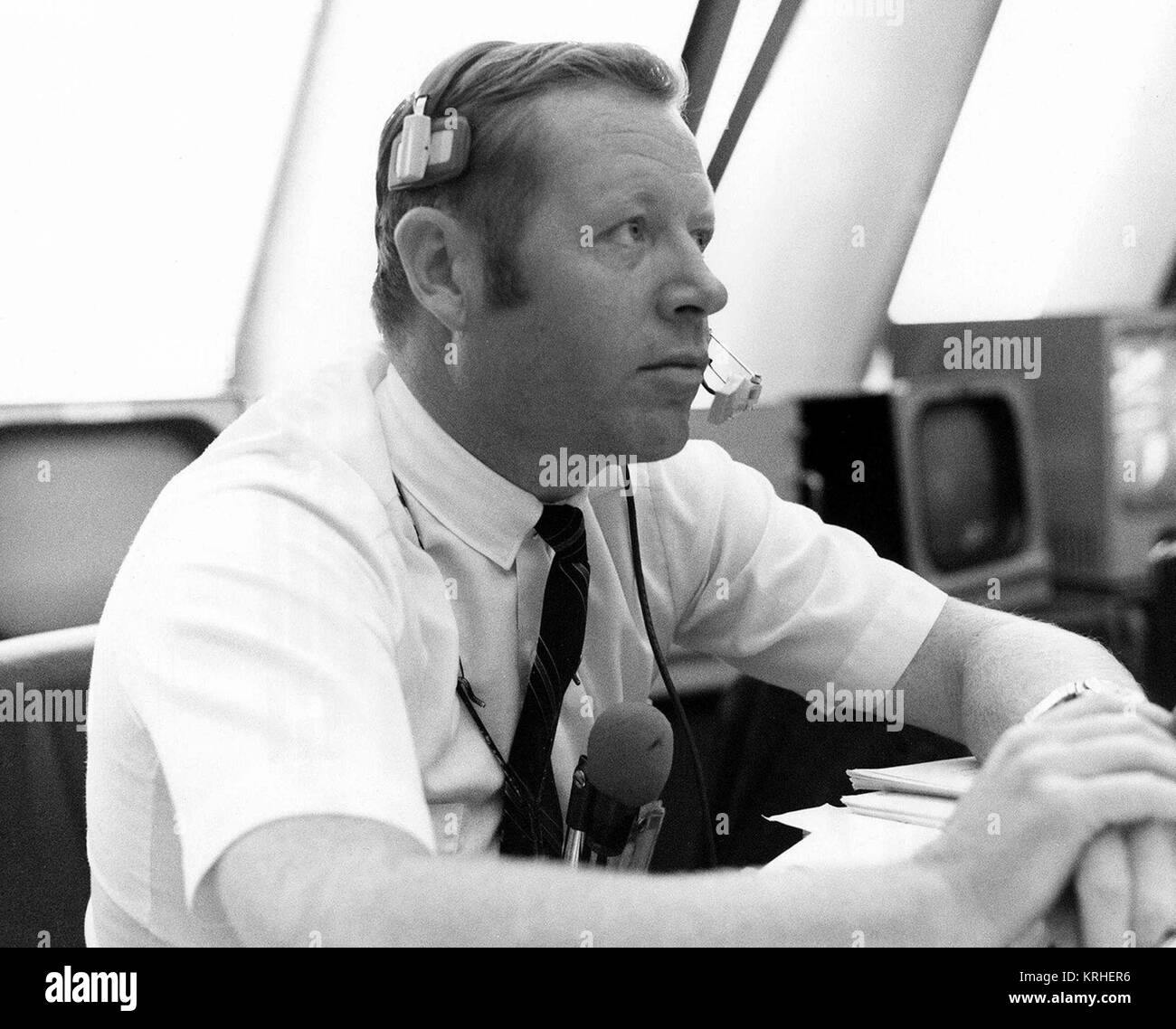 Jack King commentating during Apollo 12 launch (AS12-0255) Stock Photo