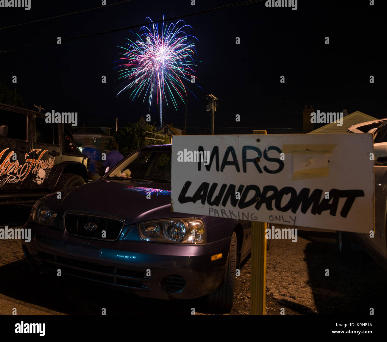 Fireworks mark the end of the day's Mars New Year's celebration Friday