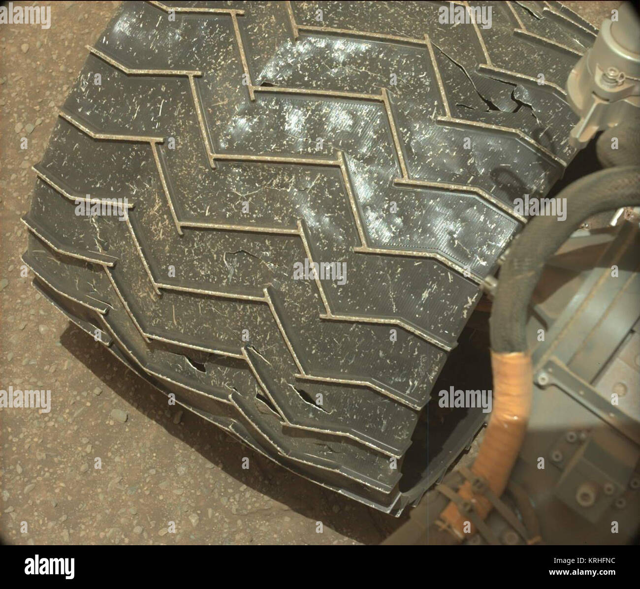 Mast left 2 demege wheel rover Curiosity on Sol 962 Stock Photo