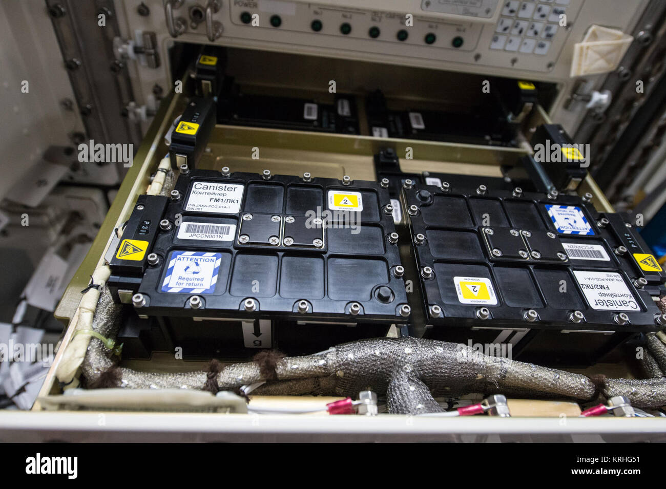 ISS-44 Canisters of Protein Crystal Research Facility Stock Photo