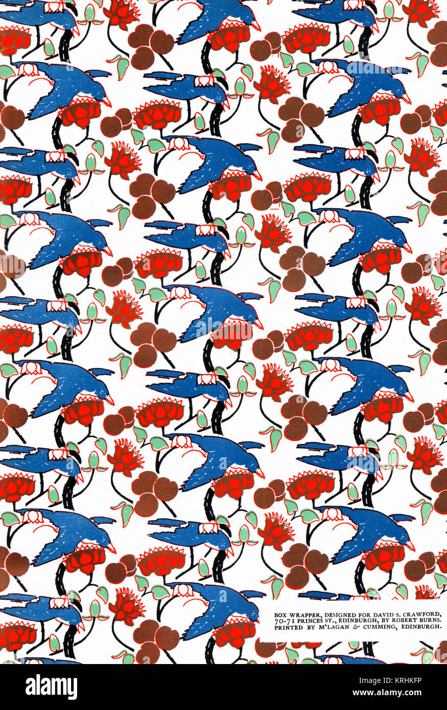D S Crawford's of Edinburgh box wrapping paper designed by Robert