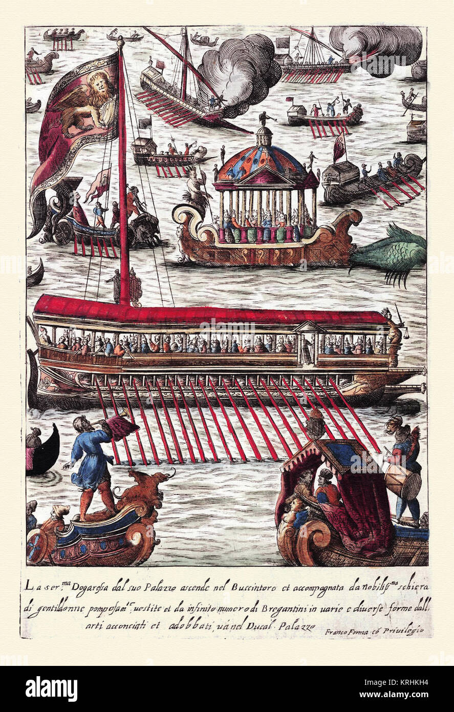 La Dogaresa de Venecia acompañada de su sequito-Habiti d’hvomeni et donne venetiane 1609 Stock Photo