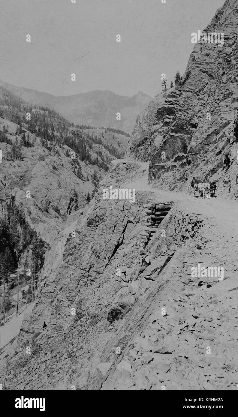 Stagecoach And Wagon Supply Route From The Mining Town Of Ouray To Silver Mining Town Of Silverton. Stock Photo