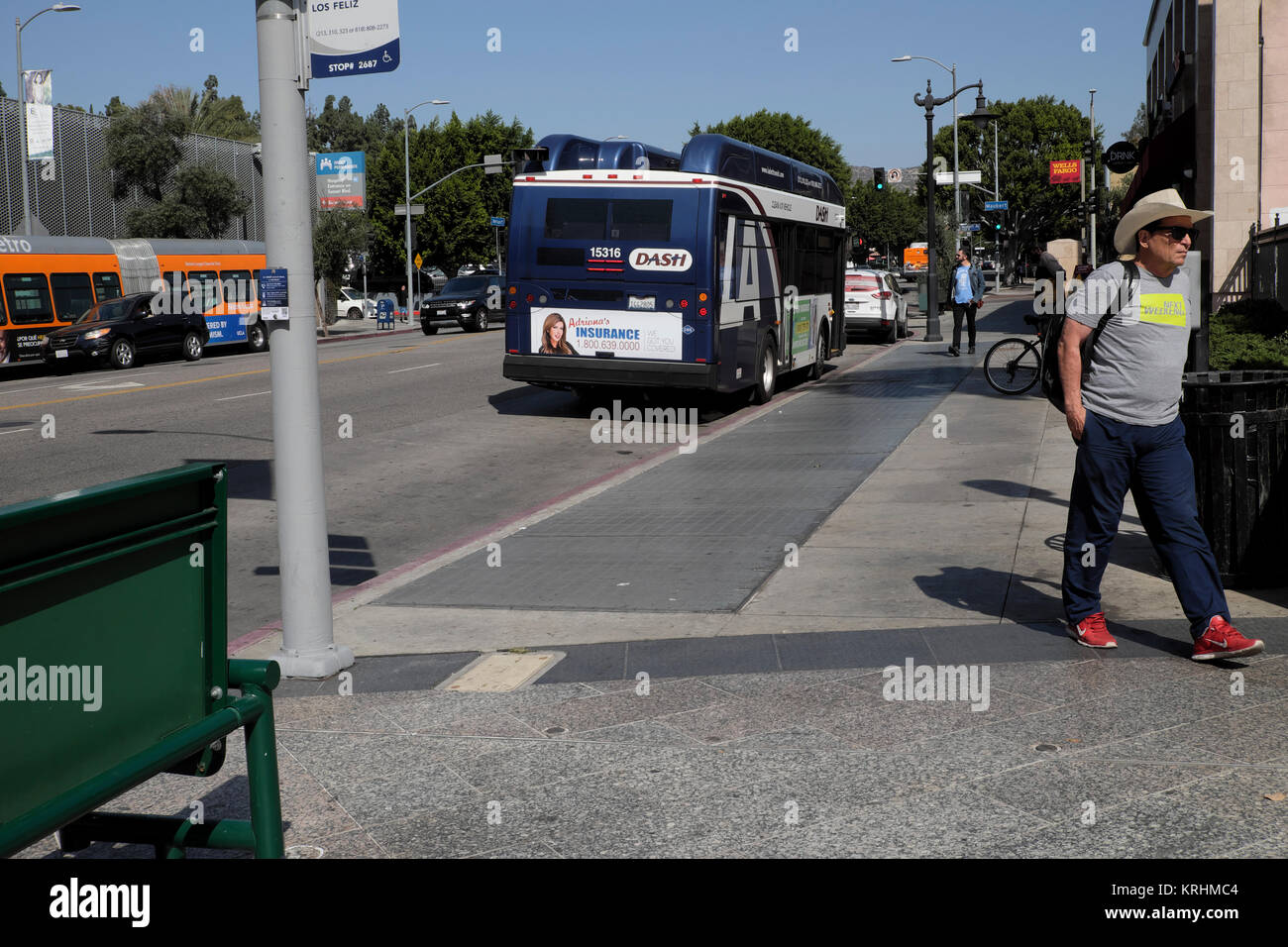 LA Dash local bus travels to Griffith Park from Sunset & Vermont
