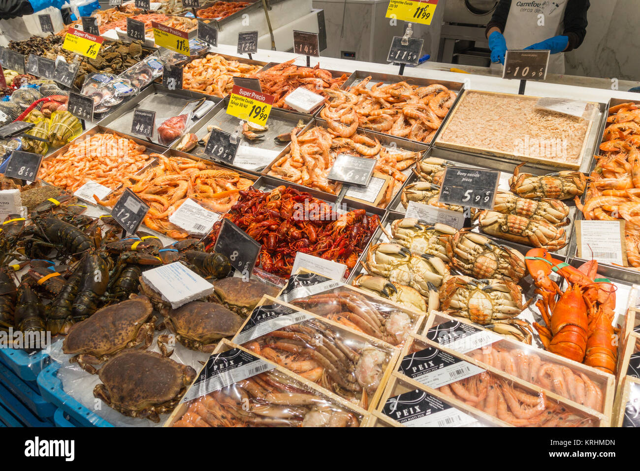 Fresh,raw and frozen shellfish and seafood, lobster,crab,shrimps, king