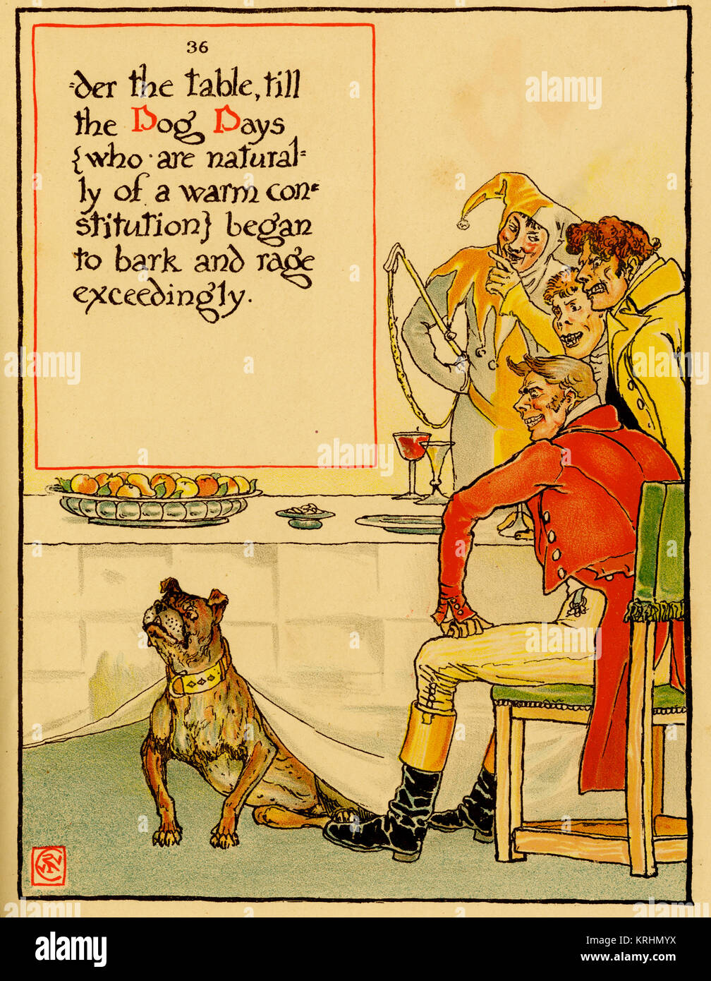 Dog Under the table for the Dog days of Summer begins barking Stock Photo Alamy