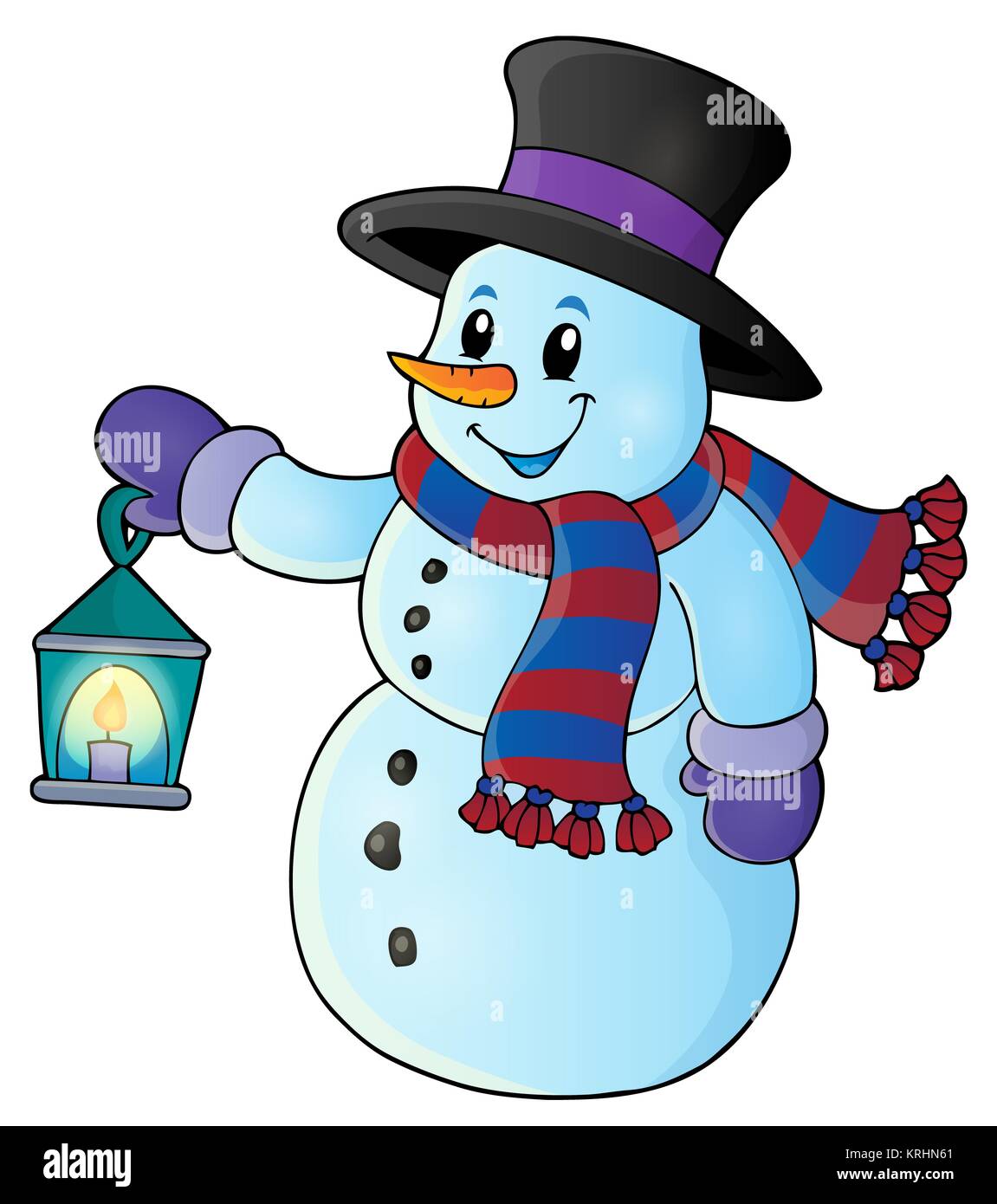 Snowman with lantern theme image 1 Stock Photo